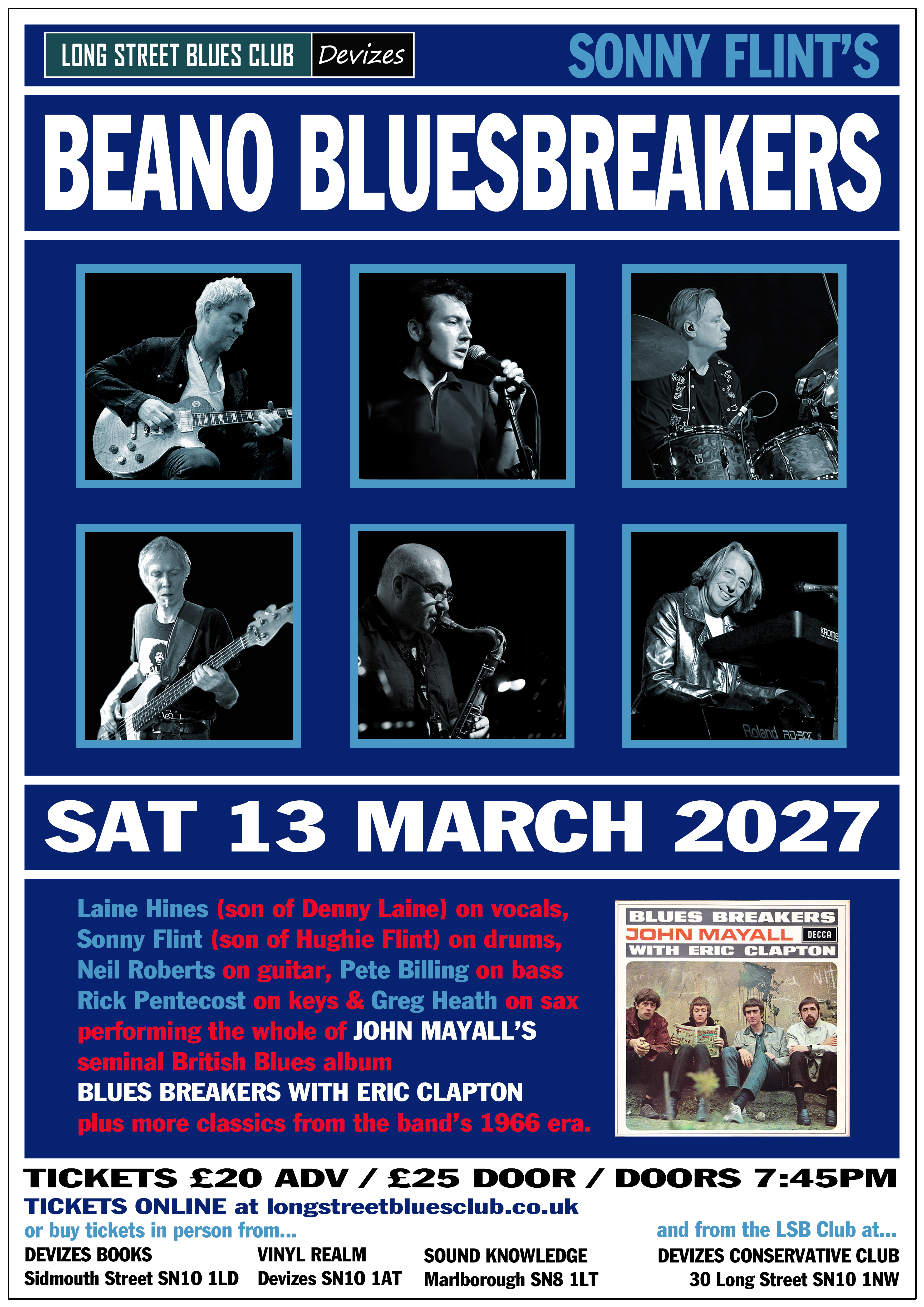 Beano Bluesbreakers gig poster Devizes 2027