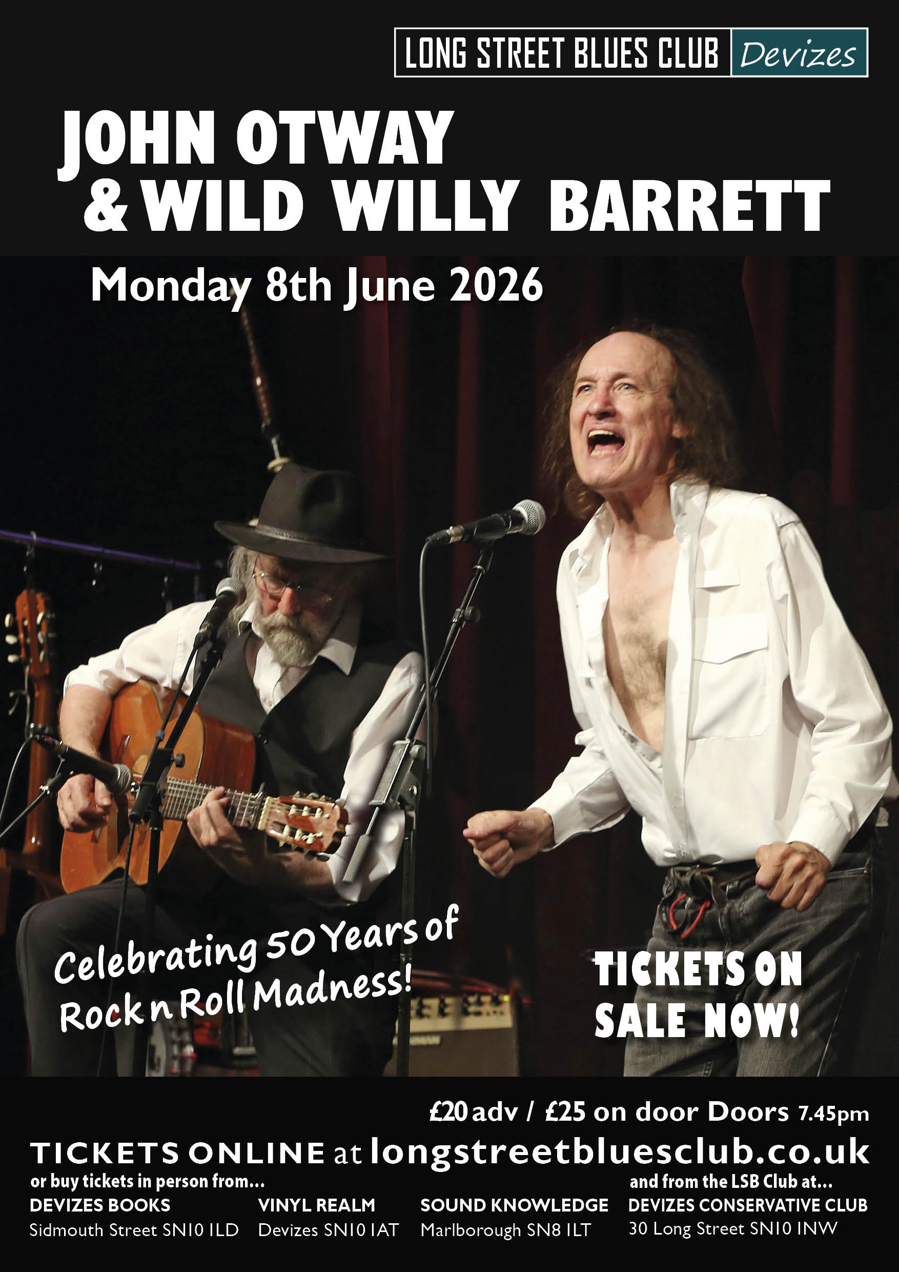John Otway and Wild Willy Barrett on stage.