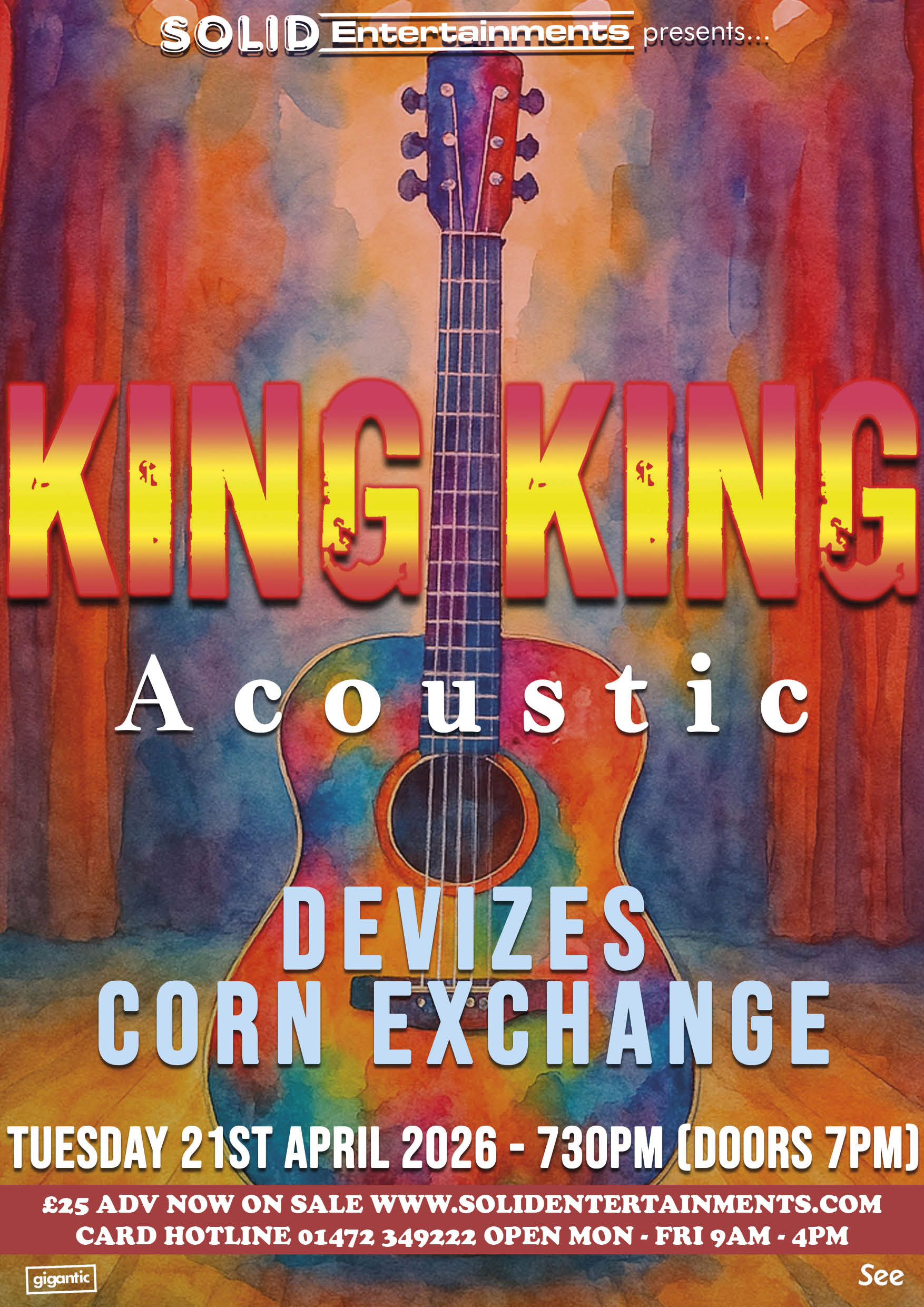 King King Acoustic set gig poster Devizes 21st April 2026